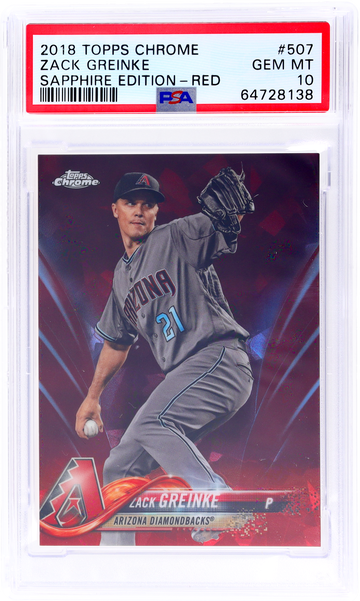 2018 Topps Chrome Sapphire Zack Greinke #507 /10 PSA 10 Red