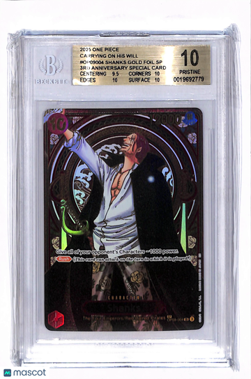 2025 One Piece Card Game Carrying on His Will Shanks GOLD SP #OP09004 /(3rd BGS 10