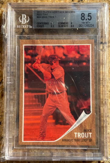 2011 Topps Heritage Minors Mike Trout BGS 8.5 RC Rookie Red Tint /620