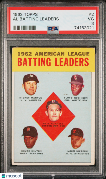 1963 Topps Al Batting Leaders #2 PSA 3