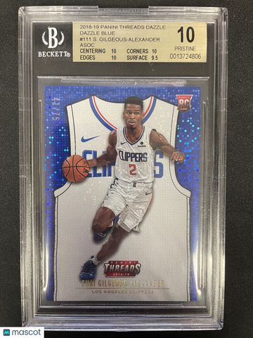 2018 Panini Threads Dazzle Blue Shai Gilgeous-Alexander ASOC #111 Rookie Low Pop BGS 10