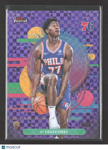 2026 Topps Finest Purple Checkerboard #103 RC VJ Edgecombe 18/99 Philadelphia 76ers Basketball Card