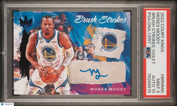 2022-23 Panini Court Kings Moses Moody #BRMMG Violet / Parallel/Variety Insert PSA 9 Panini Authentic Auto 10