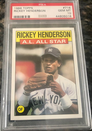 RICKEY HENDERSON 1986 TOPPS ALL STAR #716 PSA 10 GEM MINT