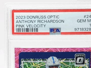 Graded 2023 Panini Optic Rated Rookie Pink Velocity Anthony Richardson PSA 10 Trading Card Colts