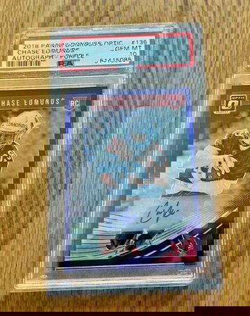 2018 Panini Donruss Optic Chase Edmonds PURPLE Auto RC /35 PSA 10 GEM MINT POP 1