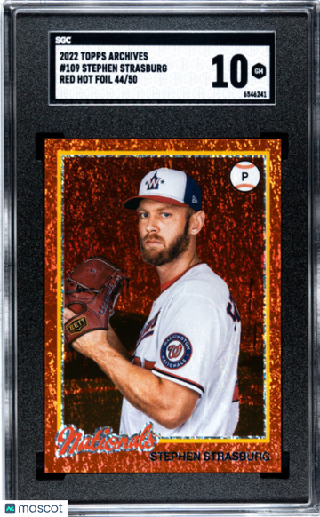 2022 Topps Archives Stephen Strasburg #109 Red Hot Foil /50 SN SGC 10