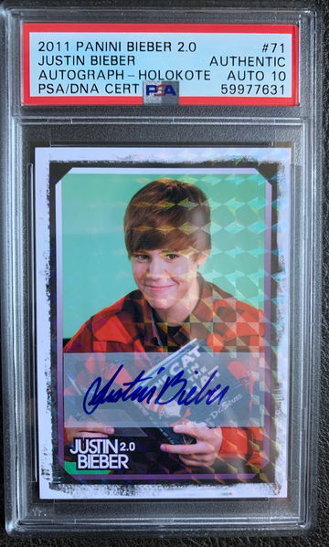 2011 Panini Bieber 2.0 Justin Bieber Holo Auto PSA 10 AUTO Pop 1