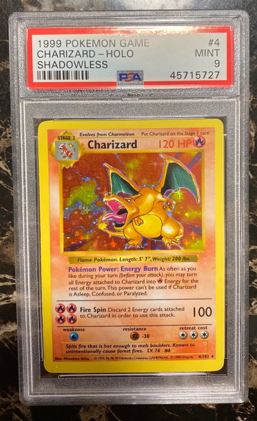 1999 Pokémon charizard holo shadowless psa 9 #4
