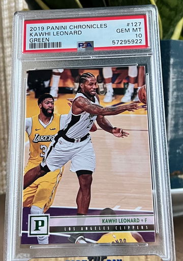 Kawhi Leonard GREEN FOIL 2019 Panini Chronicles #127 LA Clippers PSA 10 Gem Mint.   Low pop! 