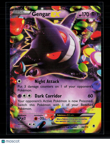 2014 Phantom Forces Gengar EX Holo Rare #34/119