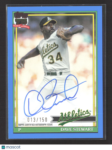 2026 Topps 75th Anniversary 1991 Topps Baseball Autograph Dave Stewart #91A-DSTE Blue /150