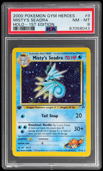 2000 Pokemon Gym Heroes Misty's Seadra 1st Edition Holo PSA 8