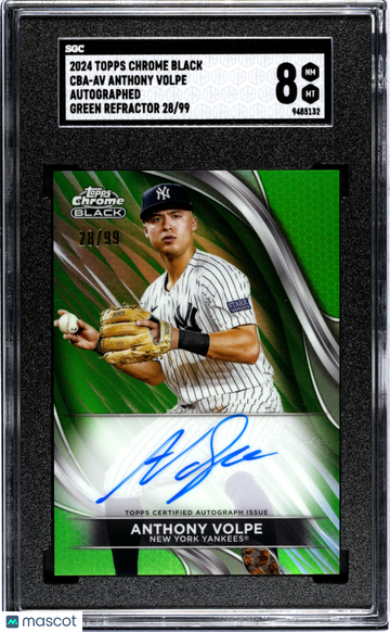 2024 Topps Chrome Black Anthony Volpe #CBA-AV Autograph Green Refractor SGC 8