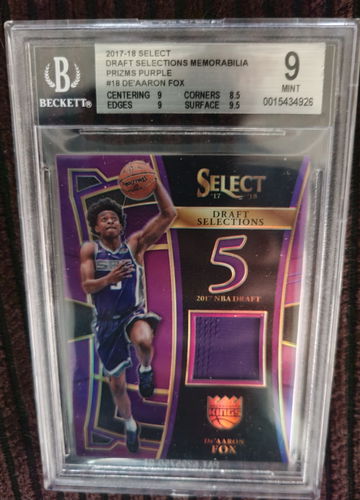 2017-2018 Select Draft Selections Memorabilia Prizm Purple De'AAron Fox /99 BGS 9