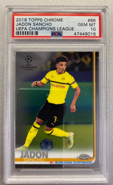 JADON SANCHO 2018 TOPPS CHROME ROOKIE PSA 10 GEM MINT 
