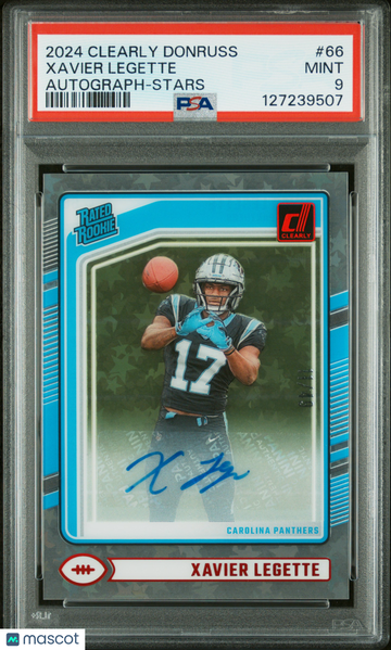 2024 Panini Clearly Donruss Xavier Legette #66 Autograph Stars /49 PSA 9
