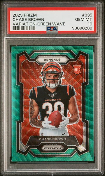 2023 Panini Prizm Variation-Green Wave Chase Brown #335 PSA 10