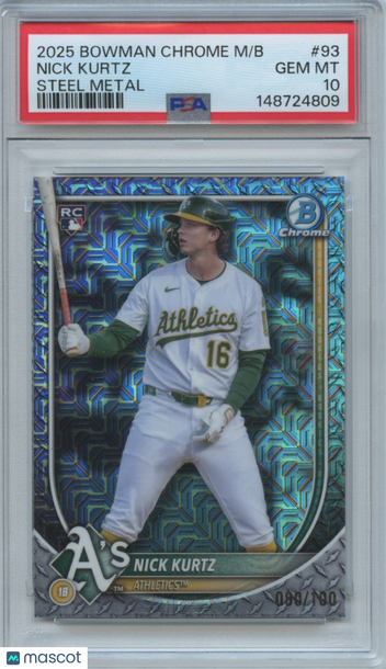 2025 Bowman Chrome Nick Kurtz #93 Steel Metal Rookie PSA 10