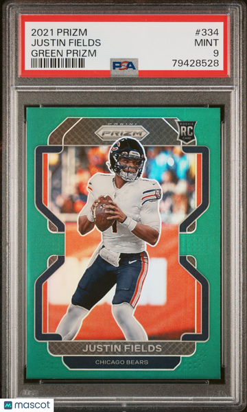2021 Panini Prizm Justin Fields #334 Green Rookie PSA 9