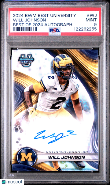 2024 Bowman Best University Best Of 2024 Autographs Will Johnson #WJ PSA 9 Topps