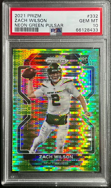 2021 Panini Prizm Zach Wilson Neon Green Pulsar Rookie PSA 10 #332 