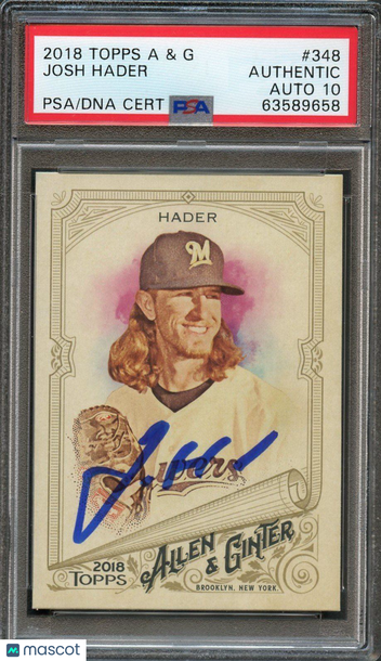 2018 Topps Allen & Ginter Josh Hader #348 PSA A Auto 10