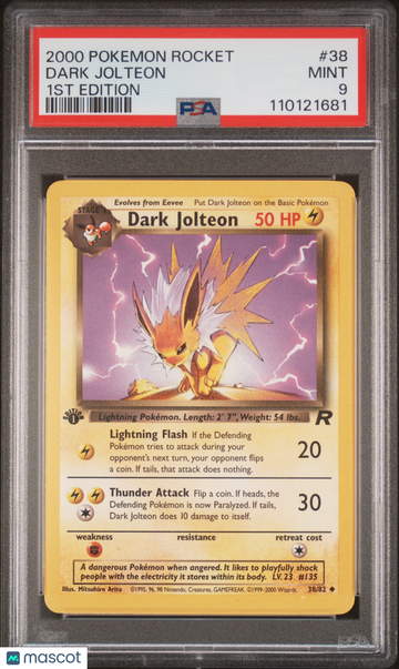 2000 Pokemon Rocket Dark Jolteon 1st Edition PSA 9 #38