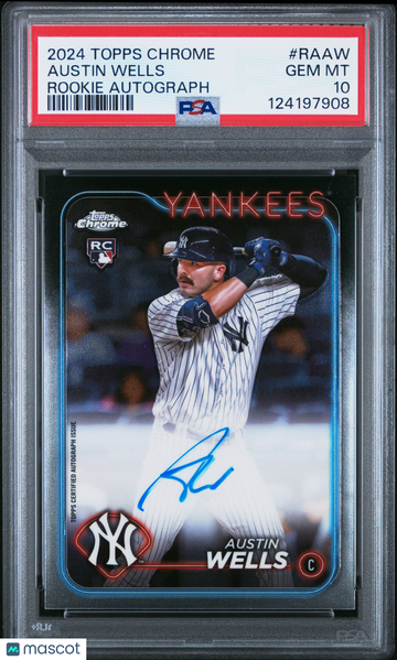 2024 Topps Chrome Rookie Autographs Austin Wells #RAAW PSA 10