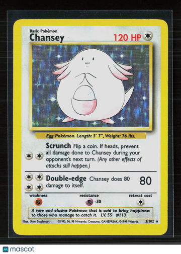 1999 Base Set Chansey Holo Rare #3/102