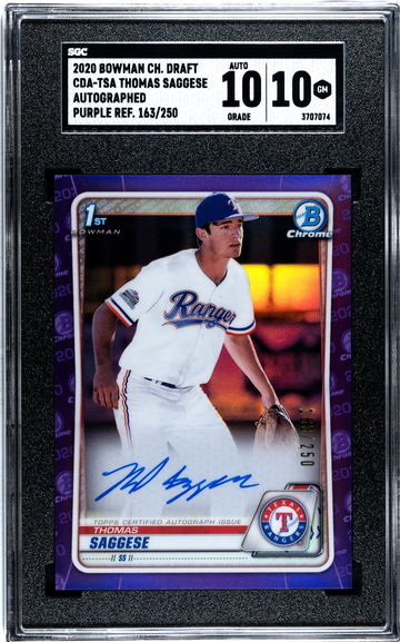 Thomas Saggese True Purple Auto Refractor 2020 Bowman Chrome Draft CDA-TSA 163/250