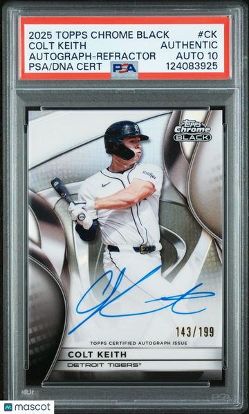 2025 Topps Chrome Black Autographs Colt Keith #CK Refractor /199 PSA A Auto 10