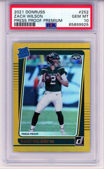 2021 Donruss Press Proof Premium Zach Wilson PSA 10