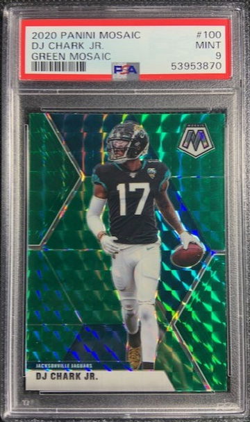 2020 Panini Mosaic Green Refractor Prizm #100 D.J. Chark Jr. PSA 9 Mint Jaguars