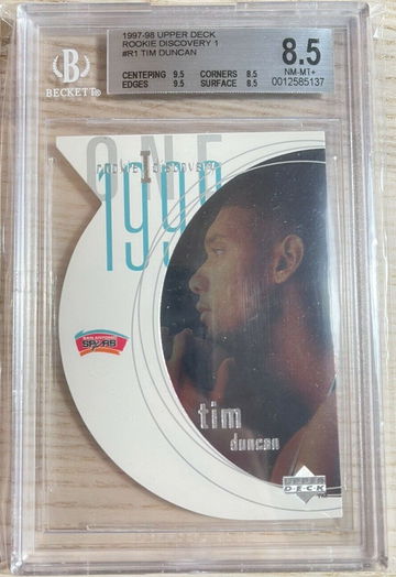 TIM DUNCAN 1997 UPPER DECK ROOKIE DISCOVERY #R1 ROOKIE RC INSERT BGS 8.5