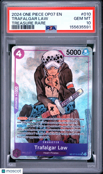 2024 One Piece Op07-500 Years In The Future Trafalgar Law Treasure Rare PSA 10 #010