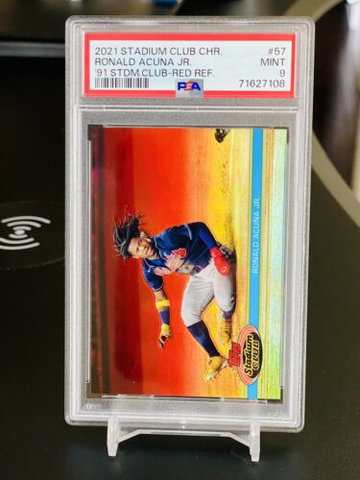 Ronald Acuna Jr Red Refractor /5 Stadium Club Chrome 1991 Variation SP PSA 9 MVP