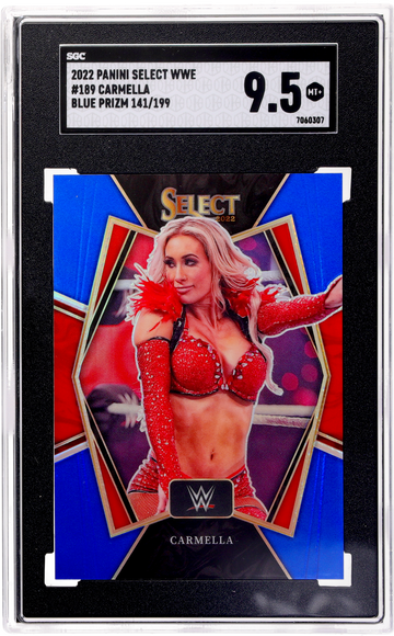 2022 Panini Select WWE Blue Prizm Carmella #189 141/199 SGC 9.5