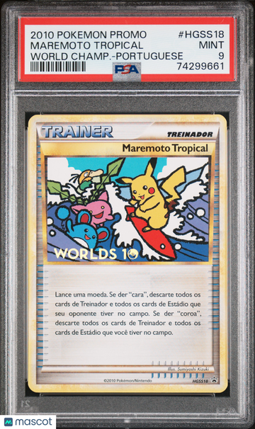 2010 Pokemon World Championships Promo Maremoto Tropical World Champ.-Portuguese PSA 9 #HGSS18