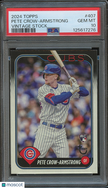2024 Topps Series 2 Pete Crow-Armstrong #407 Vintage Stock Parallel/Variety Rookie Base Set PSA 10