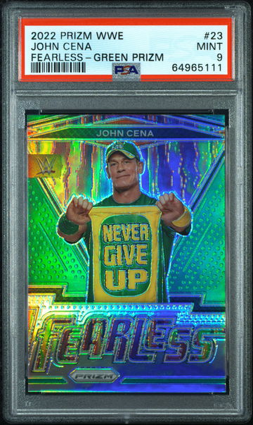 💎🚨 JOHN CENA 2022 PRIZM WWE FEARLESS 🟢 GREEN PRIZM PSA 9 MINT #23 🔥🧨 POP 1