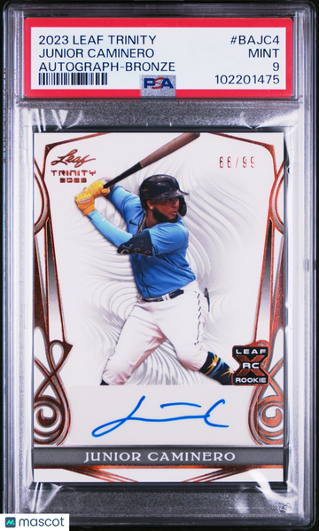 2023 Leaf Trinity Autographs Junior Caminero #BAJC4 Bronze /99 PSA 9