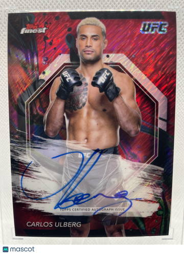 2024 Topps Finest UFC Carlos Ulberg Auto FA-CUG Red Refractor Card