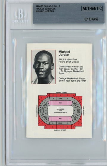 1984-85 Chicago Bulls Schedule Jordan RC Rookie HOF BGS FLEER 57 1986 ALL STAR