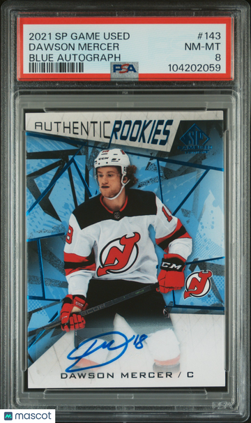 2021 Sp Game Used Dawson Mercer #143 Blue Autograph PSA 8
