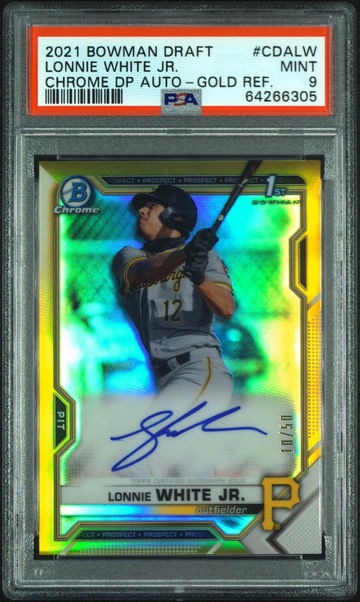 2021 BOWMAN DRAFT AUTO LONNIE WHITE JR. GOLD REFRACTOR PSA 9