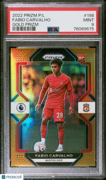 2022-23 Panini Prizm Premier League Fabio Carvalho #198 Gold PSA 9