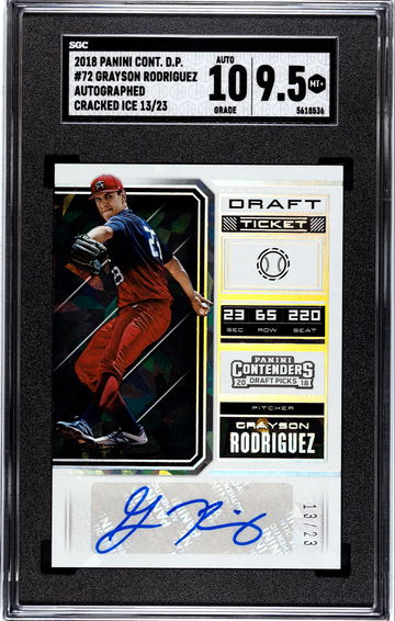 2018 Panini Contenders Draft Picks Cracked Ice Autographed /23 Grayson Rodriguez SGC 9.5 w 10 Auto Pop 1!!