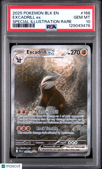 2025 Pokemon BLK EN-Black Bolt Excadrill EX Special Illustration Rare PSA 10 #168