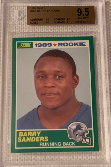Barry Sanders 1989 Score #257 Rookie Card BGS 9.5. 9.5 Centering. HOF'er 